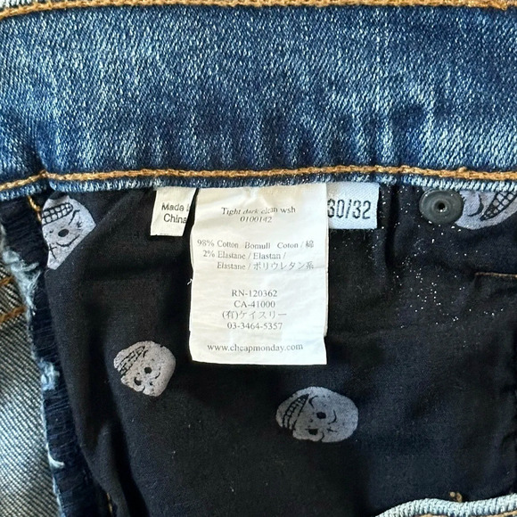 Cheap Monday Tight Dark Clean Wash Slim Fit Blue Jeans Size 30 (29) x 32 NWT $78 - Picture 6 of 8